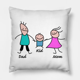 Happy family stick figures Pillow