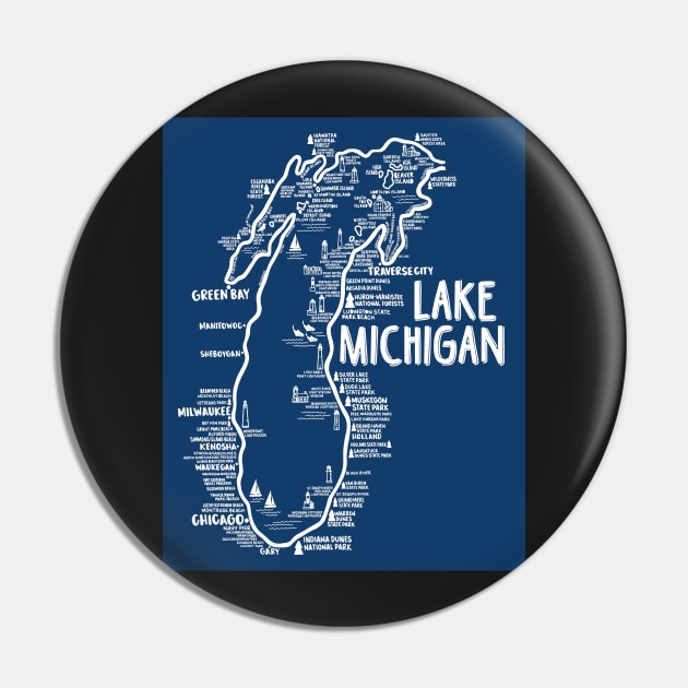 Lake Michigan Map Pin by fiberandgloss