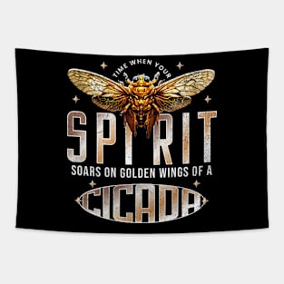 Cicada Is My Spirit Animal Golden Wings Cicada - Inspirational Nature & Spirit Soar Tapestry