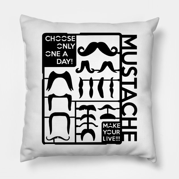 Mustache Choose a Mustache Hipster Pillow by Quentin1984