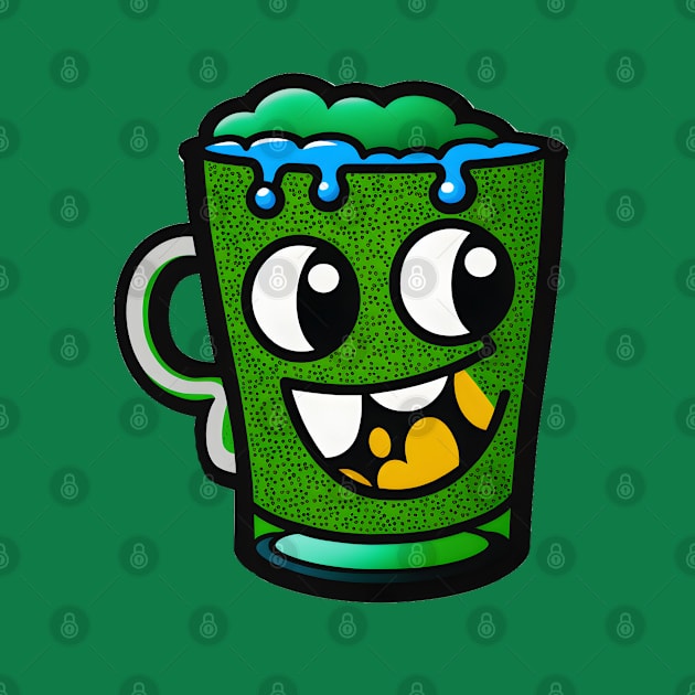 St. Patrick’s Day Funny Green Beer Mug Cartoon by Xtian Dela ✅