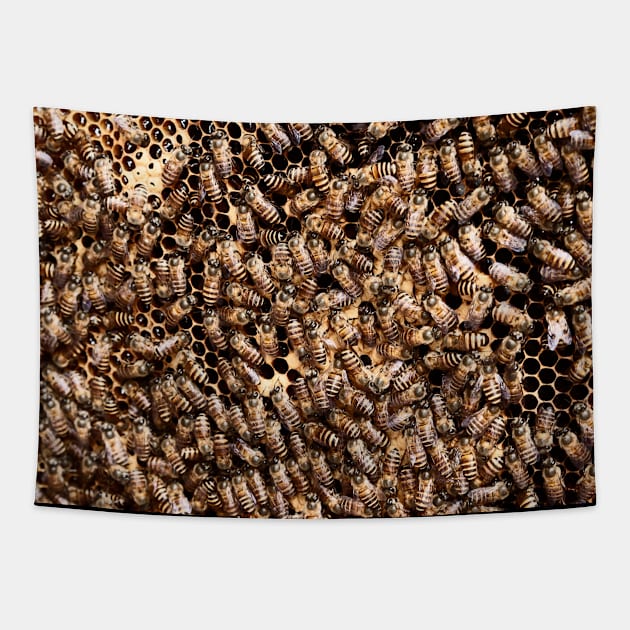 Bees In Beehive Tapestry by SpacemanTees