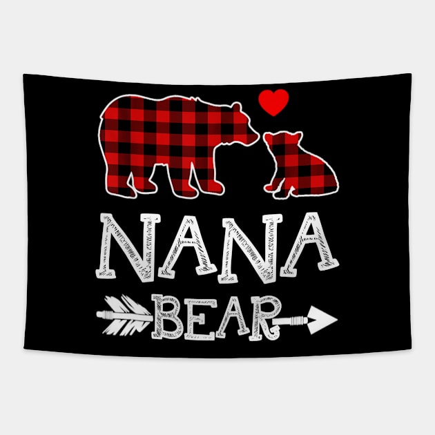 Nana Bear Christmas Pajama Red Plaid Buffalo Gift Shirt Tapestry by Kelley Clothing