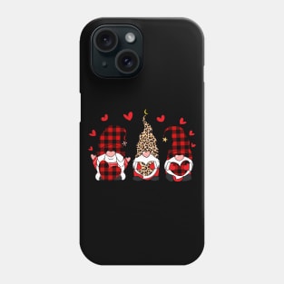 Three Gnomes Holding Hearts Happy Valentines Day 2021 leopard Red plaid Phone Case