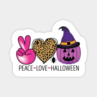 Peace Love Halloween Purple Witch Jack o lantern Magnet