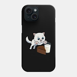 Persian Cat excited to have Chocolate Cake with Milk Phone Case