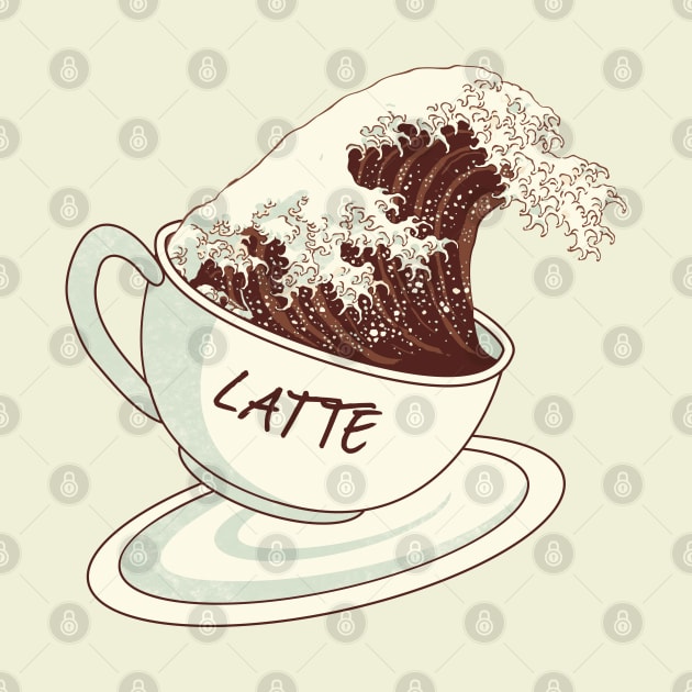 Dramabite The Great Wave of Cafe Latte Coffee by dramabite