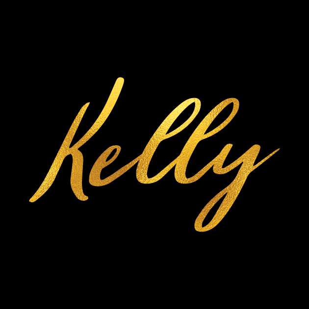 Kelly Name Hand Lettering in Faux Gold Letters by Pixel On Fire