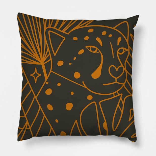 Lineart Leopard Pillow by waltzart