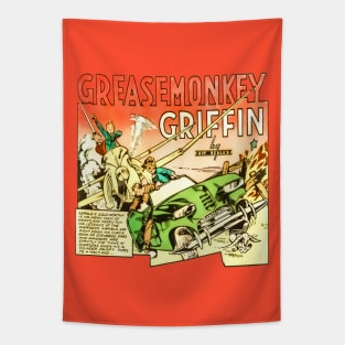 Grease Monkey Griffin Plane Airplane Automobile Green Beautiful Woman Comic Tapestry