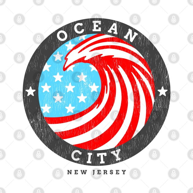 Ocean City, NJ Summertime Patriotic 4th Pride Surfing by Contentarama