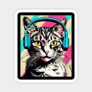 Cat With Headphone Magnet