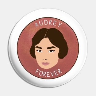 Audrey Forever - Audrey Hepburn Tribute Design, Textured Pink Background Pin