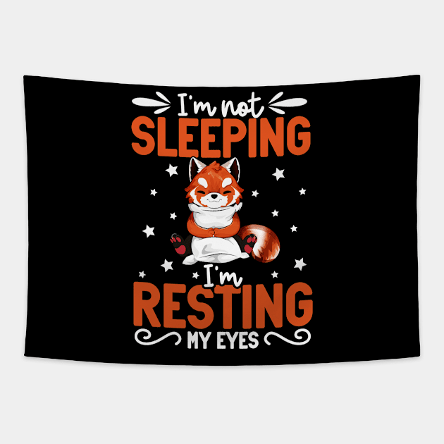 Red Panda - I'm not sleeping I'm resting my eyes Tapestry by Modern Medieval Design