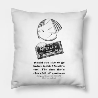 Nestle - Milk Chocolate - 1929 Vintage Advert Pillow