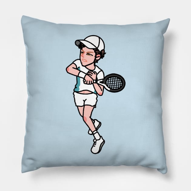 Jannik Sinner's Forehand Pillow by dotbyedot