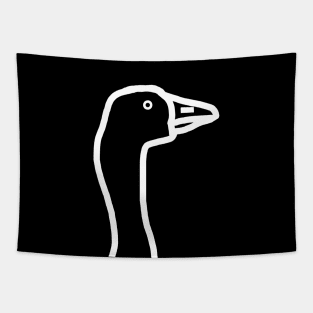 White Line Goose Minimal Portrait Tapestry