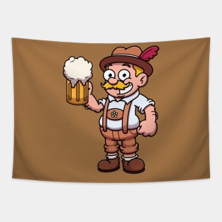 Bavarian Man In Traditional Clothes With Beer Tapestry