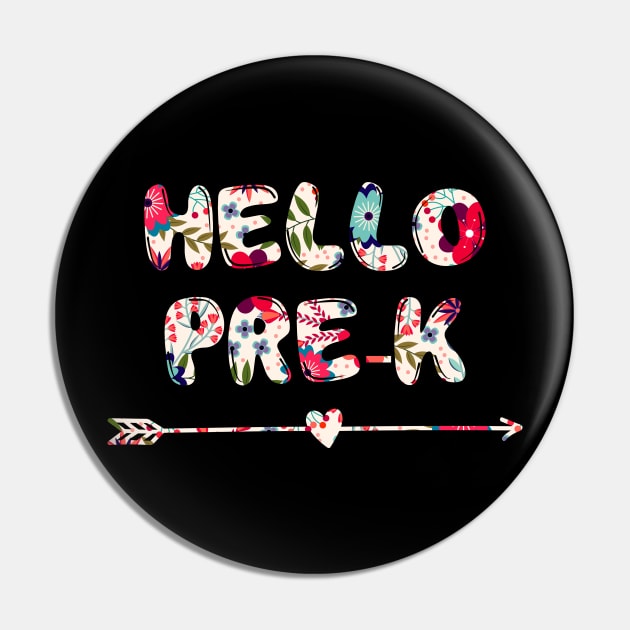 Floral Hello Pre-K team teacher student back to school gift Pin by kateeleone97023