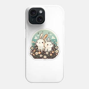 Happy Rabbits in Garden Kawaii Phone Case