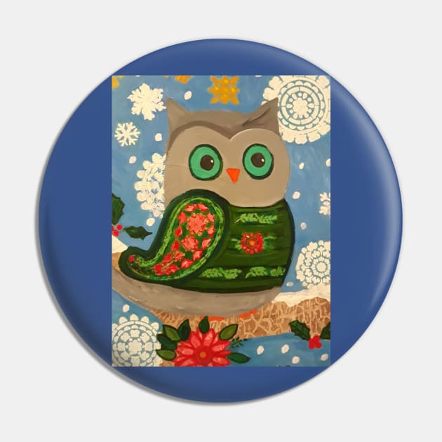 Peppino the Chritmas Owl Pin by Oregon333