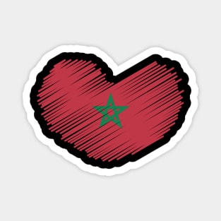 Morocco Flag Heart Design Magnet