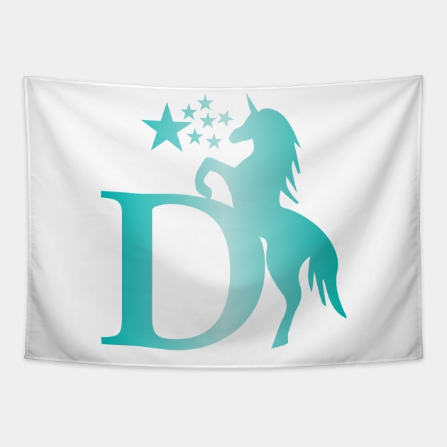 D Unicorn Star Monogram Tapestry by unique_design76