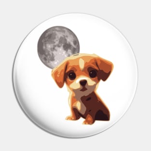 moon and cute dog art Pin