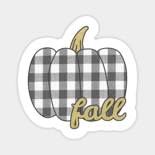 Fall Flannel Gold Pumpkin Magnet