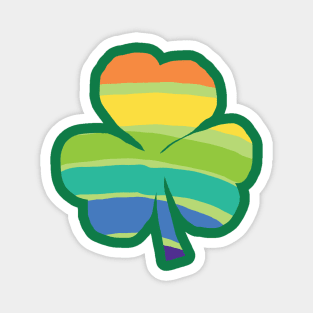 Rainbow Stripes Shamrock for St Patricks Day Magnet