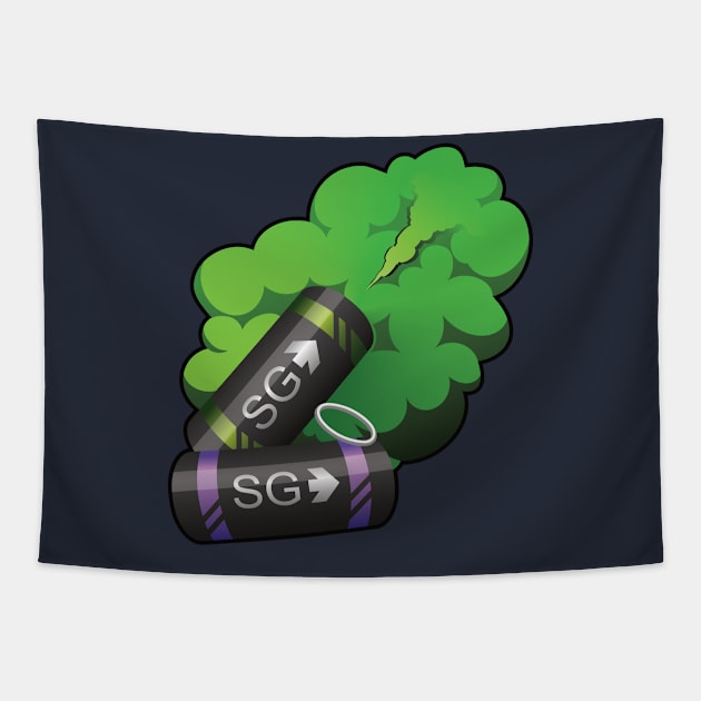 smoke grenade - green Tapestry by Evil Nut