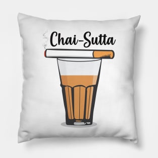 Chai Sutta Chai Tea Glass Hindi Quote Slogan Pillow