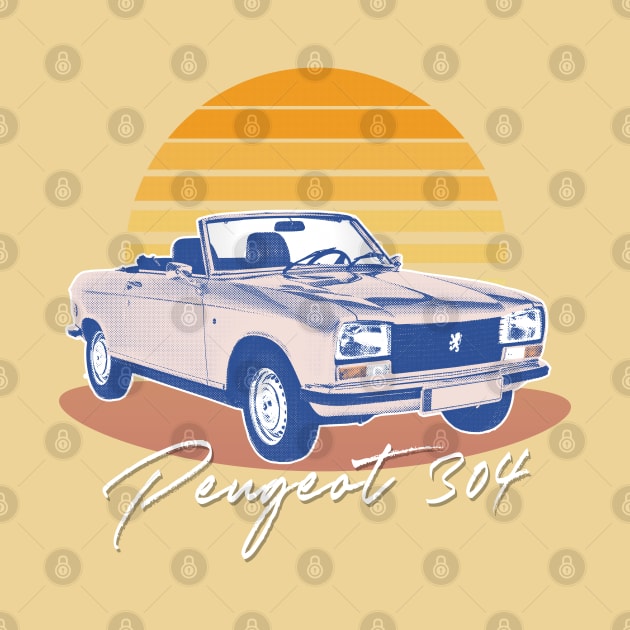 Peugeot 304 Cabriolet Vintage Sunset Design by DankFutura