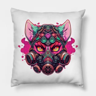 gas mask cat Pillow