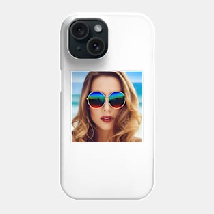 Woman with Mirrored sunglasses Phone Case