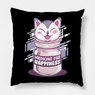 Medicine For Happiness Cat Funny Cat Gift Pillow