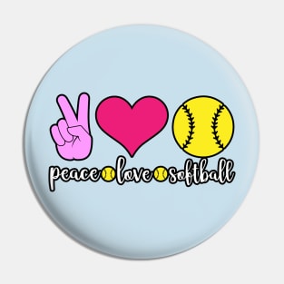 Peace Love Softball Pin