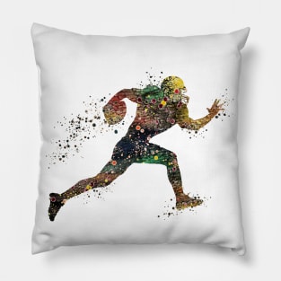 Boy American Football Player Watercolor Pillow