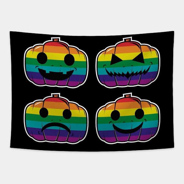 Gay Halloween Pumpkin Smiling Cute Gift Idea Tapestry by dconciente