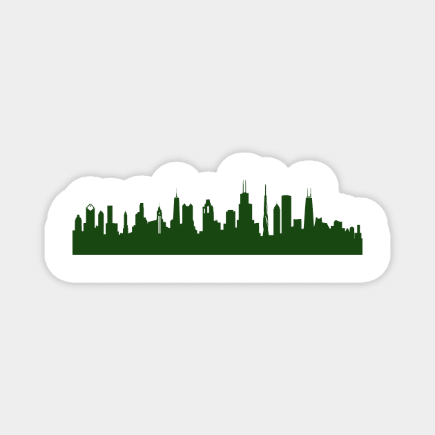 CHICAGO skyline in forest green Magnet by 44spaces