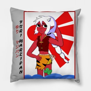 Yuri Marzipan the Oni - Traditional (white and red) Pillow