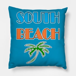 South Beach Palm Tree by Basement Mastermind Pillow