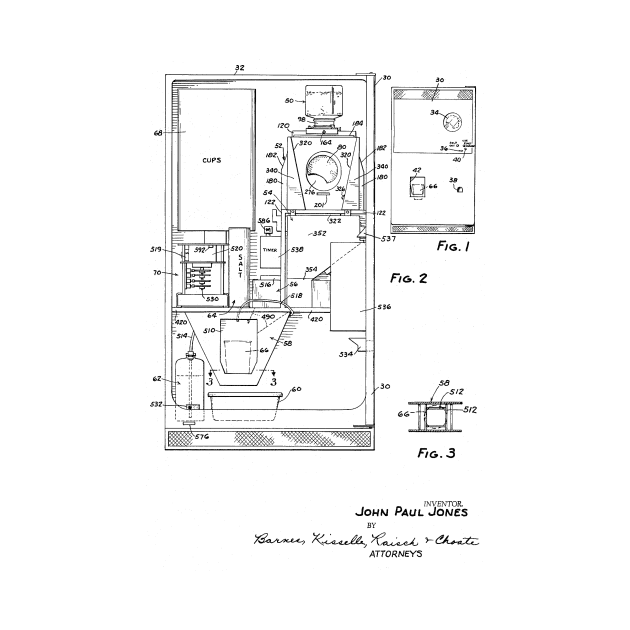 Popcorn Vending Machine Vintage Patent Hand Drawing by TheYoungDesigns