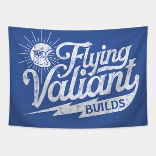 Flying Valiant Builds (Biker Style - Worn White on Blue) Tapestry