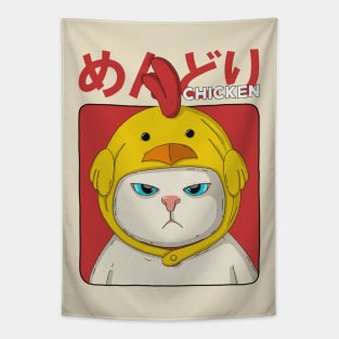 Grumpy Chicken Neko Tapestry