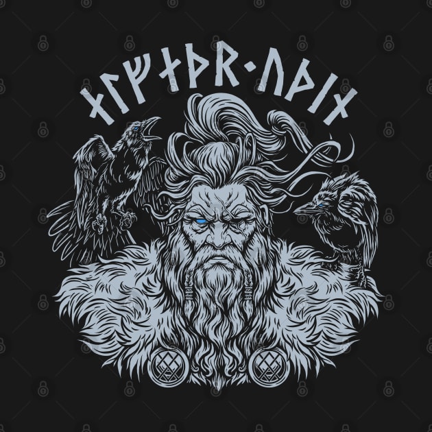 Odin Norse Allfather Pagan God Viking Mythology Huginn Muninn by Blue Pagan
