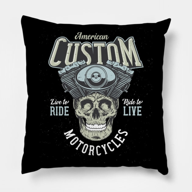 American Custom Cool Biker Design Pillow by Hariolf´s Mega Store