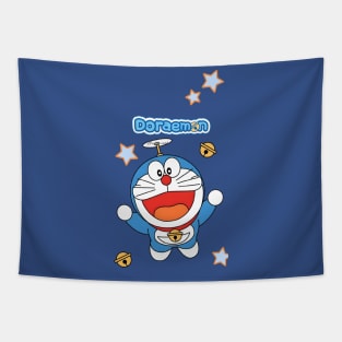 doraemon fly with stars Tapestry