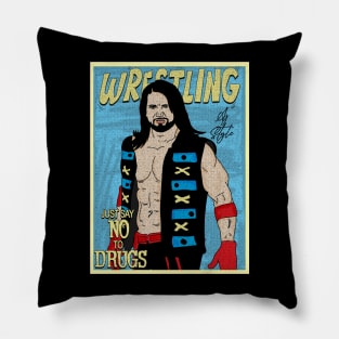 Artwork Aj Style wrestling // Just Say No To Drugs Pillow