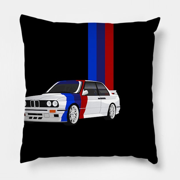 E30 m3 Bimmer Rally Cars Pillow by masjestudio